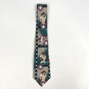 VTG 1994 Baseball Toons Tasmanian Devil Taz Texas Rangers Baseball Club Necktie